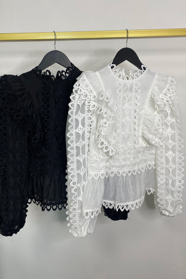 Mariane Crochet Trim Frill Blouse